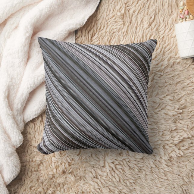 Misty Februari Blauwe en Grijze Streep en Plakken Kussen (Deken)