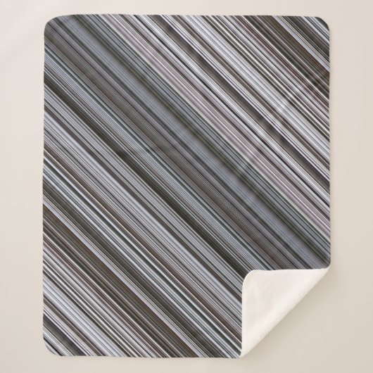 Misty Februari Blauwe en Grijze Streep Sherpa Deken (Voorkant)