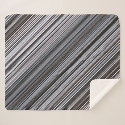 Misty Februari Blauwe en Grijze Streep Sherpa Deken (Voorkant (horizontaal))