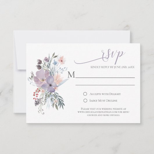 Misty Fields Calligrafie RSVP-kaarten RSVP Kaartje (Voorkant)