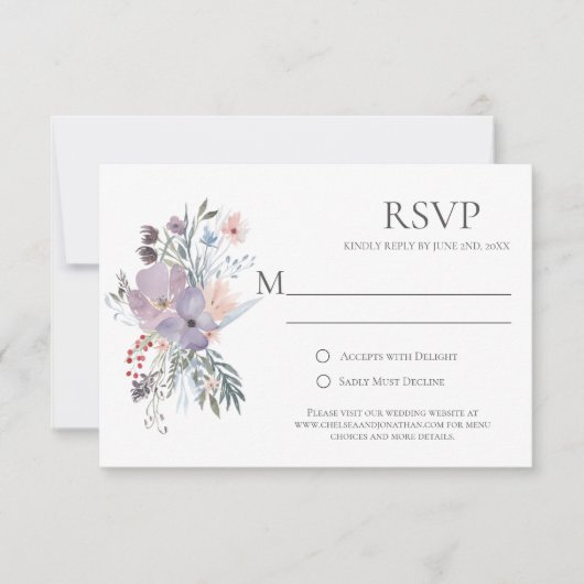 Misty Fields Calligrafie RSVP-kaarten RSVP Kaartje (Voorkant)