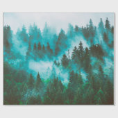 Misty foggy berglandschap met bos en vezel cadeaupapier (Vlak)