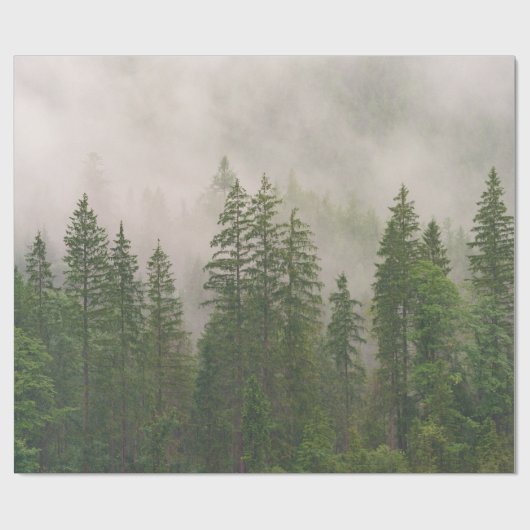 Misty Foggy Forest Bomen Cadeaupapier (Vlak)