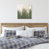 Misty Foggy Forest Bomen Canvas Afdruk (Insitu (Slaapkamer))