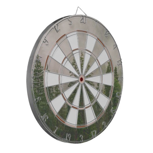 Misty Foggy Forest Bomen Dartbord (Voorkant Links)