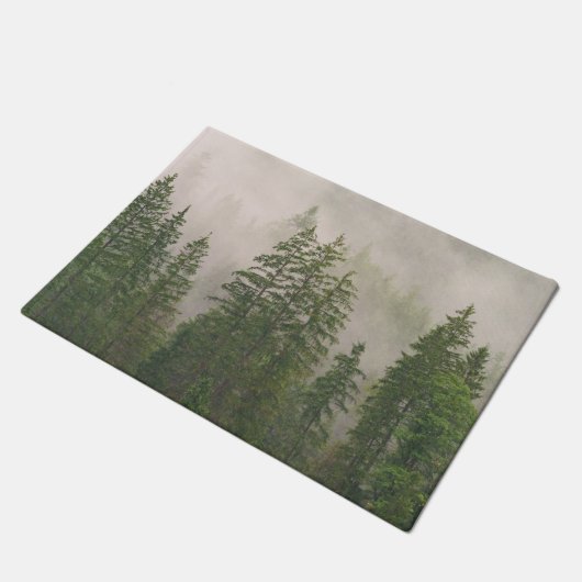 Misty Foggy Forest Bomen Deurmat (Schuin)