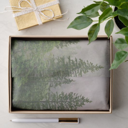 Misty Foggy Forest Bomen Tissuepapier (Geschenk)