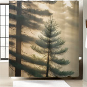 Misty Foggy Forest Pine Tree Natuur Douchegordijn