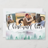 Misty Forest 3 Foto hand Lettered Kerstmis Feestdagenkaart (Voorkant)