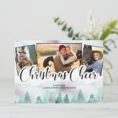 Misty Forest 3 Foto hand Lettered Kerstmis Feestdagenkaart (Staand voorkant)