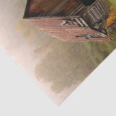 Misty Forest and Flowers Surround a Weathered Barn Tissuepapier (Detail)