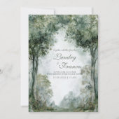 Misty Forest Archway Serene Mountain Landscape Kaart (Voorkant)