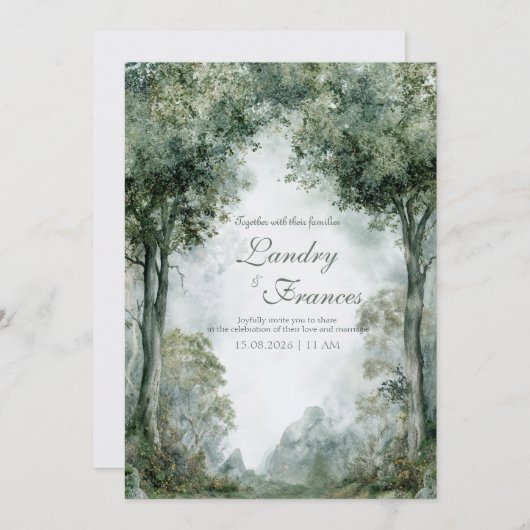 Misty Forest Archway Serene Mountain Landscape Kaart (Voorkant / Achterkant)