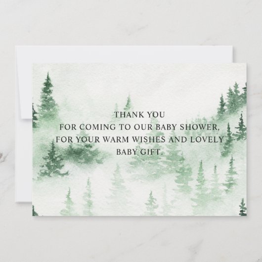 Misty Forest Baby shower Dank u Bedankkaart (Achterkant)