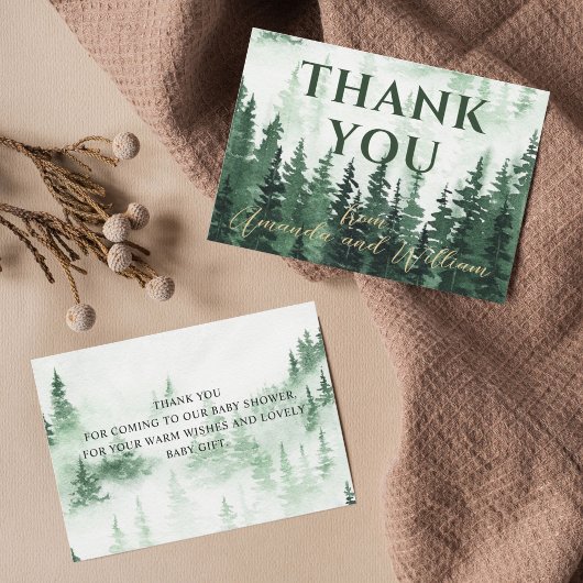 Misty Forest Baby shower Dank u Bedankkaart