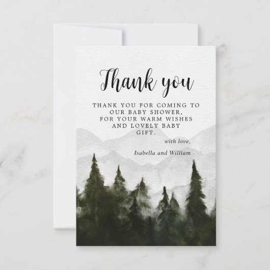 Misty Forest Baby shower Dank u Bedankkaart (Voorkant)