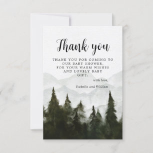 Misty Forest Baby shower Dank u Bedankkaart