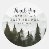 Misty Forest Baby shower Dank u Ronde Sticker (Voorkant)