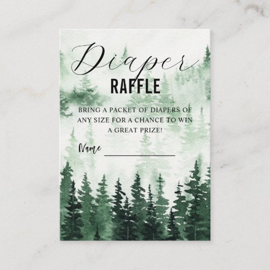 Misty Forest Baby shower Luier Raffle Informatiekaartje (Voorkant)