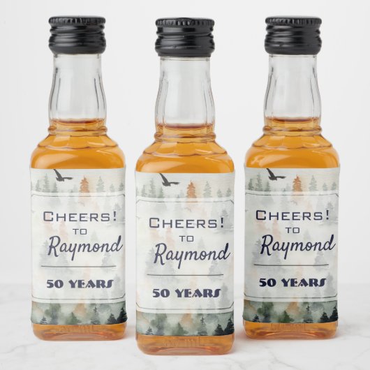 Misty Forest Birthday Mini Likeurfles Etiket (Flessen)