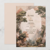 Misty Forest Castle bruiloft Kaart (Voorkant / Achterkant)