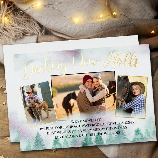 Misty Forest Decing New Halls Calligraphy 3 Foto Folie Feestdagenkaart