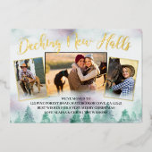 Misty Forest Decing New Halls Calligraphy 3 Foto Folie Feestdagenkaart (Voorkant)