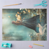 Misty Forest Elegant Vrouw Portret en Zwaan Tissuepapier (Craft)