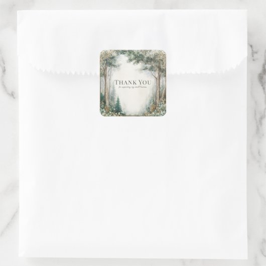 Misty Forest Eucalyptus Gold Sparkle Rustic Vierkante Sticker (Tas)