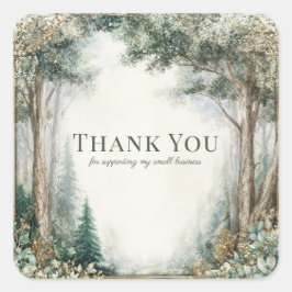 Misty Forest Eucalyptus Gold Sparkle Rustic Vierkante Sticker