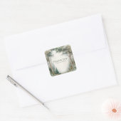 Misty Forest Eucalyptus Gold Sparkle Rustic Vierkante Sticker (Envelop)