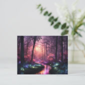 Misty Forest Firefly Lights Briefkaart (Staand voorkant)