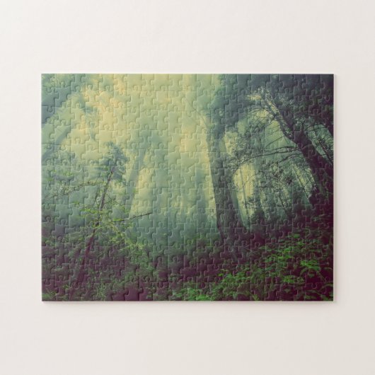 Misty Forest Green Trees Legpuzzel (Horizontaal)