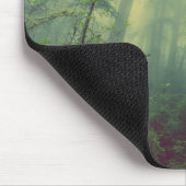 Misty Forest Green Trees Muismat (Hoek)
