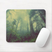 Misty Forest Green Trees Muismat (Met muis)