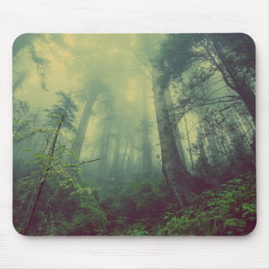 Misty Forest Green Trees Muismat (Voorkant)