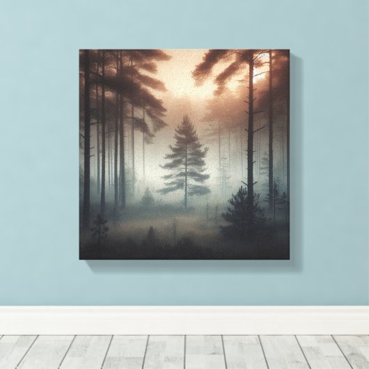 Misty Forest Landscape Wall Art, Tranquil Nature Canvas Afdruk (Insitu (Houten vloer))