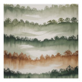 Misty Forest Layers - Waterverf landschap Perfect Poster (Voorkant)
