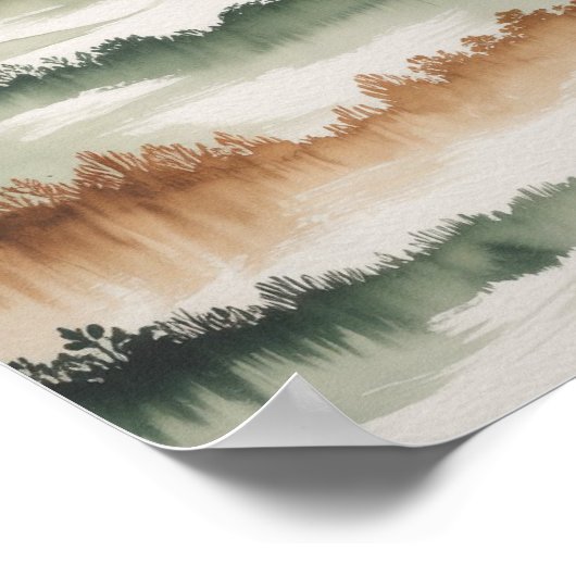 Misty Forest Layers - Waterverf landschap Poster (Hoek)