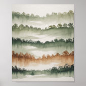 Misty Forest Layers - Waterverf landschap Poster (Voorkant)