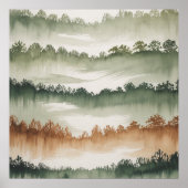 Misty Forest Layers - Waterverf landschap Poster (Voorkant)