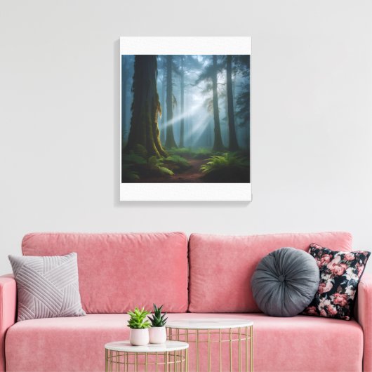 Misty Forest Magic Canvas Afdruk (Insitu (Woonkamer))