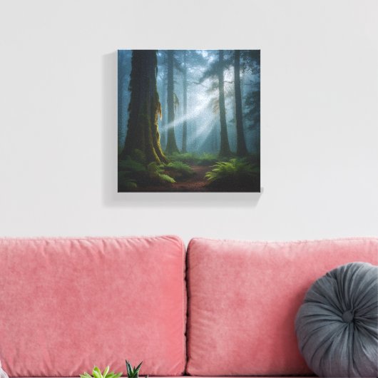 Misty Forest Magic Canvas Afdruk (Insitu (Woonkamer))
