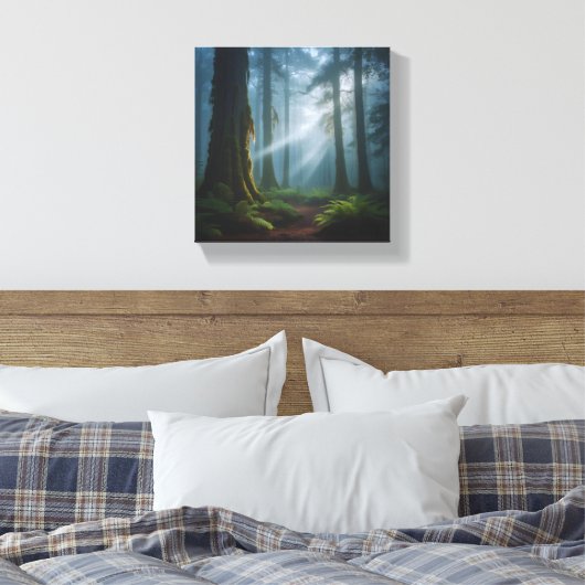 Misty Forest Magic Canvas Afdruk (Insitu (Slaapkamer))