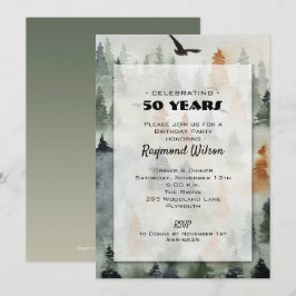 Misty Forest Masculine Birthday Party Invitations