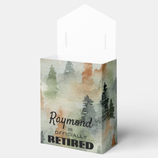 Misty Forest Masculine Retirement Party Favor Box Bedankdoosjes (Geopend)