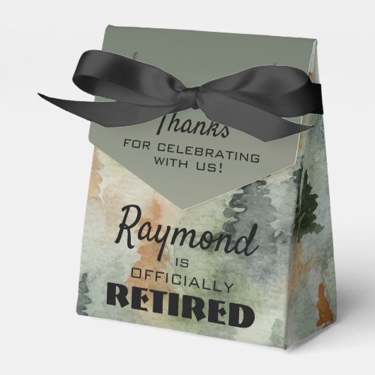 Misty Forest Masculine Retirement Party Favor Box Bedankdoosjes (Voorkant Zijde)