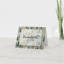 Misty Forest Masculine vouwde Dank u Bedankkaart