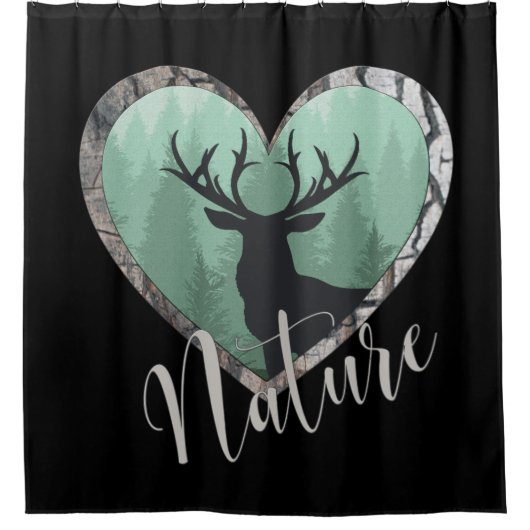 Misty Forest met Big Buck Deer "Natuur" Douchegordijn (Voorkant)