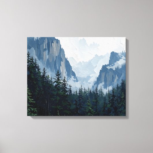 Misty Forest Mountains Wrapped Canvas | Natuur Lan Afdruk (Voorkant)